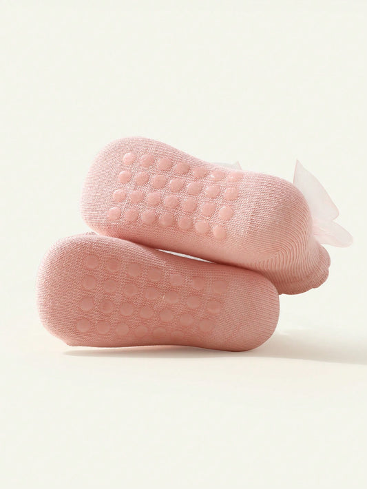 Cozy Pixies 3 Pairs Basic Solid Color Bow Decor Girls Mid-Calf Socks