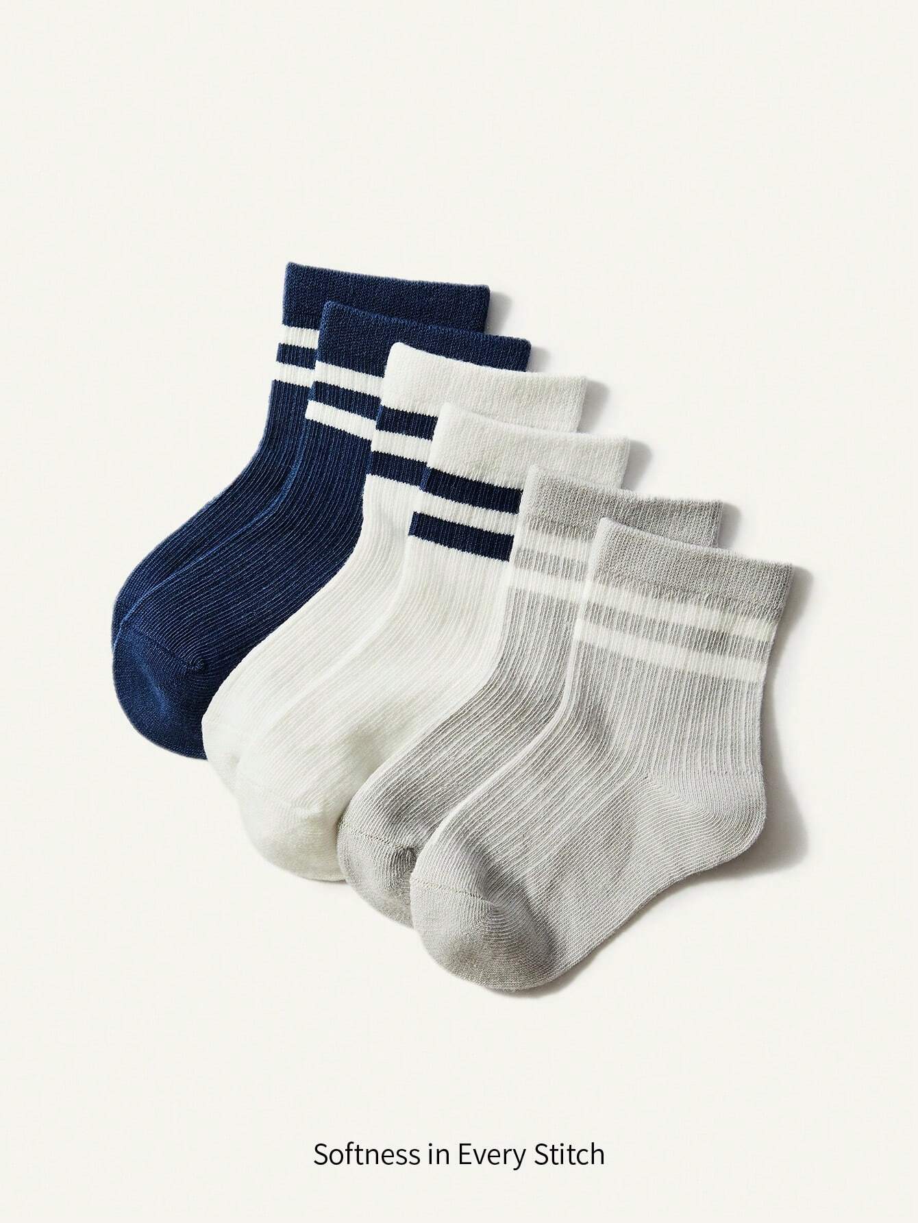 3 Pairs/Set Baby Boys/Girls Solid Color College Style Socks
