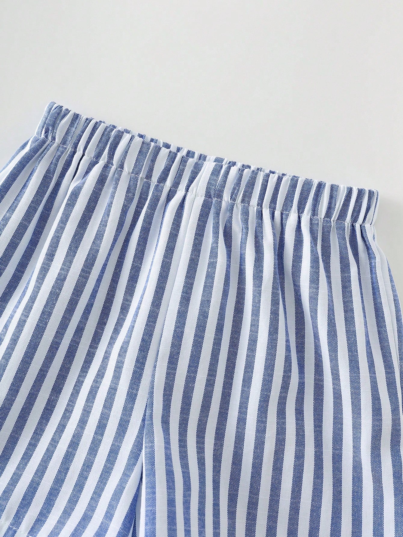 3pcs/Set Baby Boy White Collar Shirt,Blue & White Striped Shawl,And Shorts Set