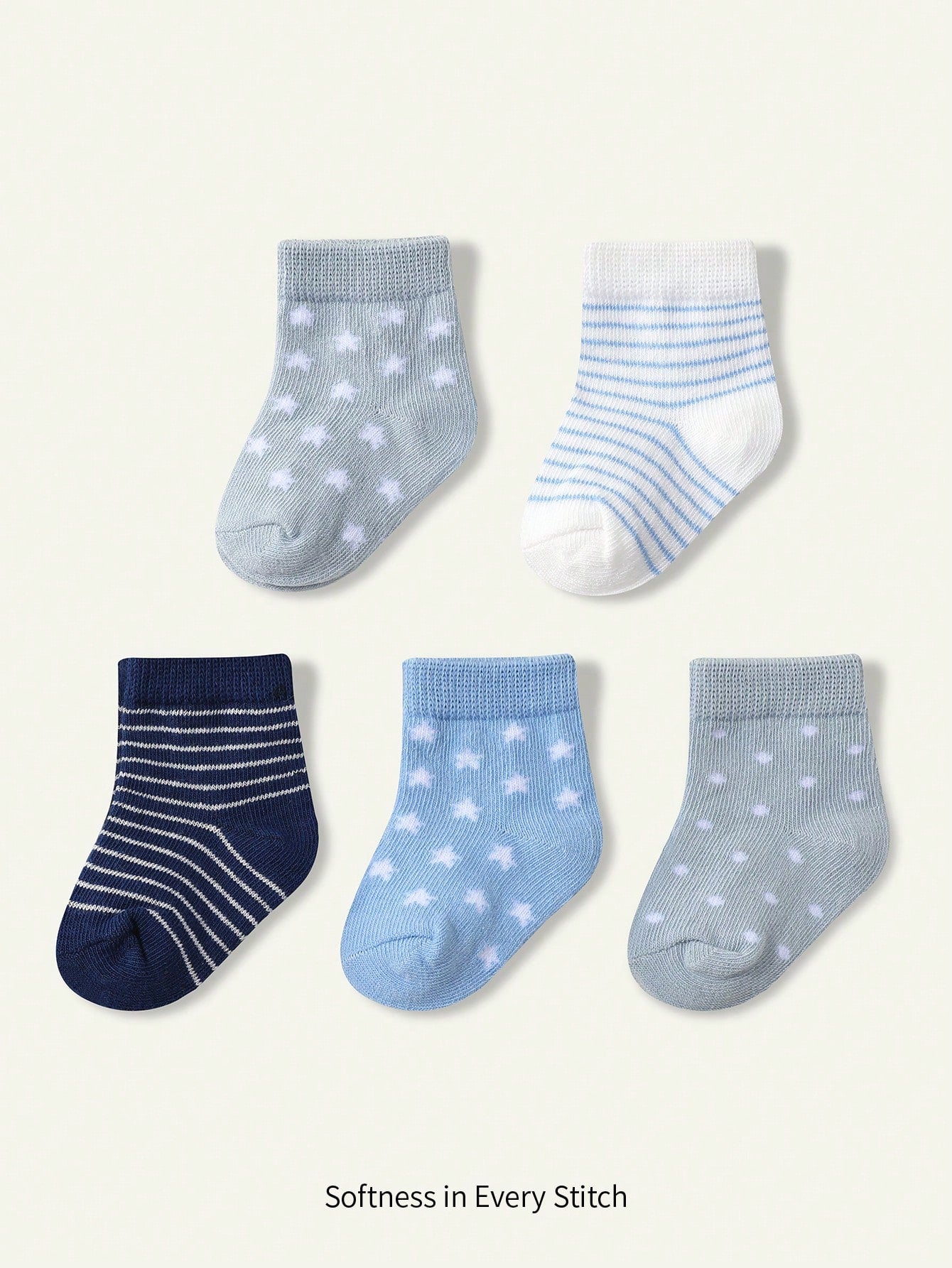 5 Pairs Baby Boys Starry Striped Pattern Socks Multicolor