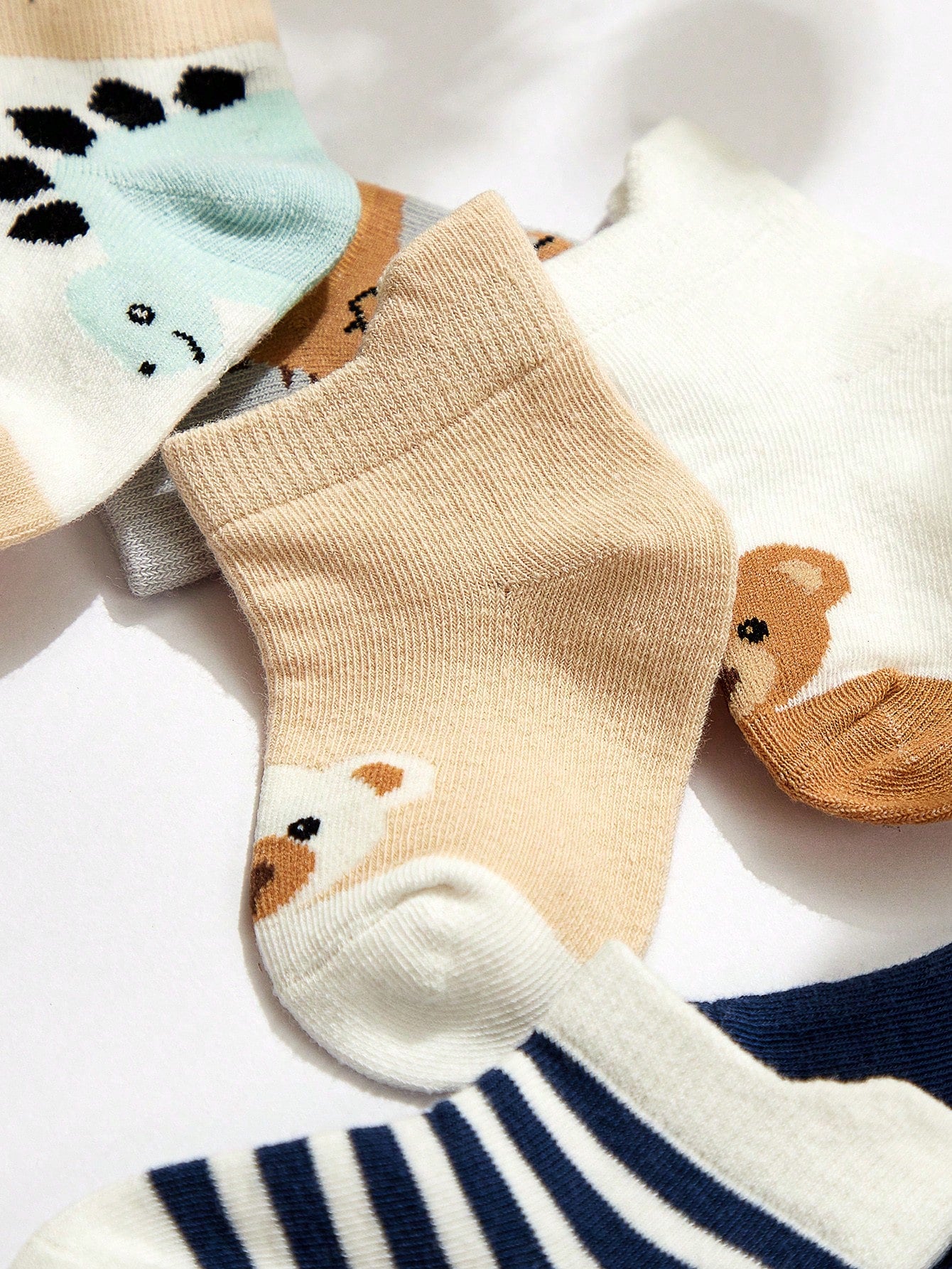 6pairs Baby Dinosaur & Stripe Pattern Ankle Socks