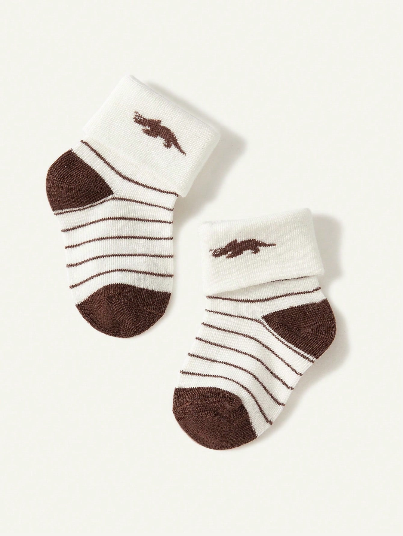 Cozy Pixies 6pairs/pack Cute Dinosaur Pattern Baby Socks With Folded Cuff