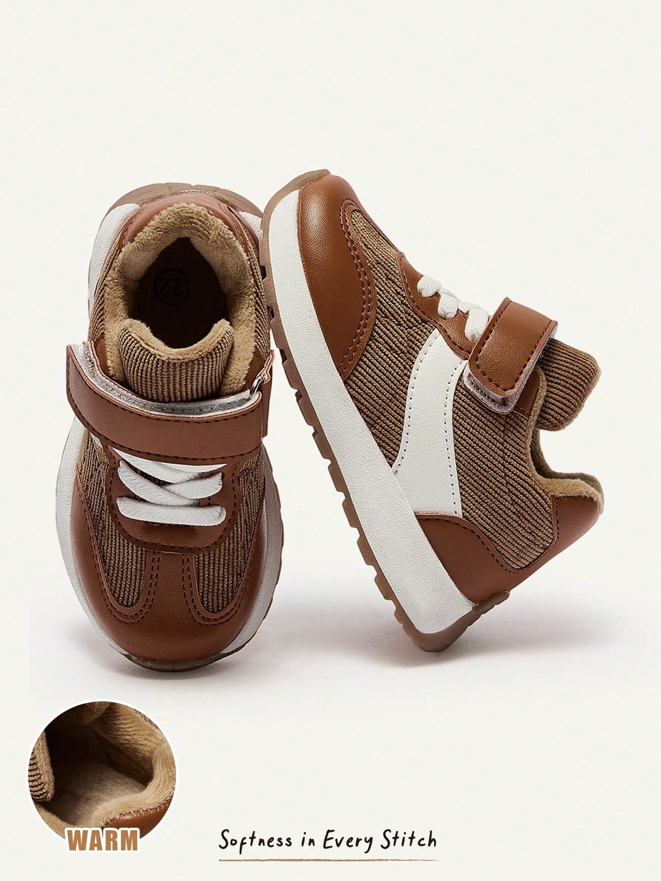 Brown Corduroy Velvet Boys Pastoral Soft Bottom Flat Bottom Baby Sneakers