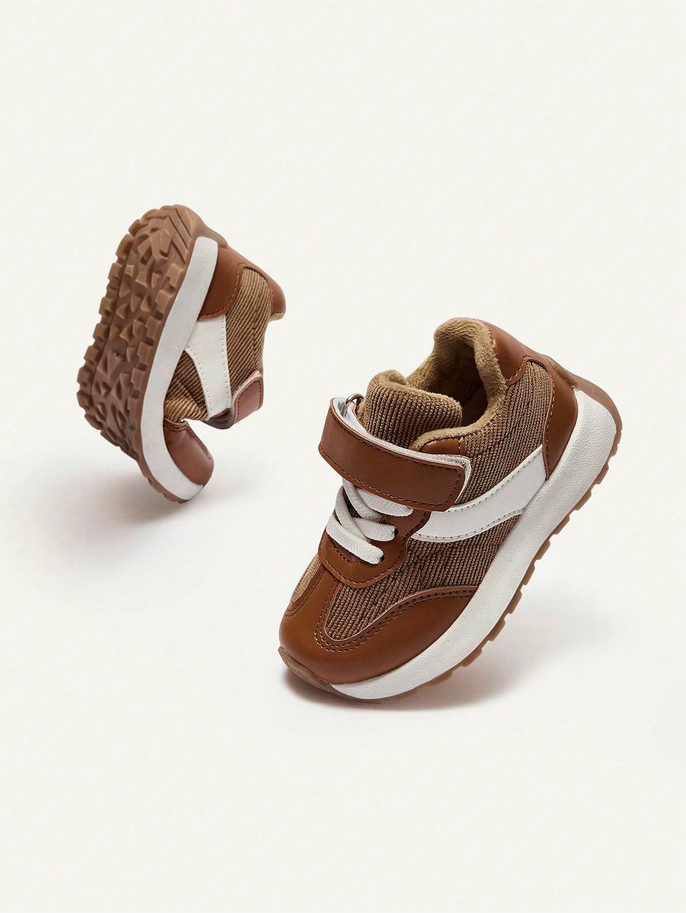 Brown Corduroy Velvet Boys Pastoral Soft Bottom Flat Bottom Baby Sneakers