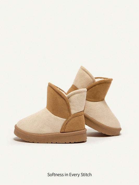 Color Block Plush Snow Warm, Fashionable Ankle Baby Boots Multicolor