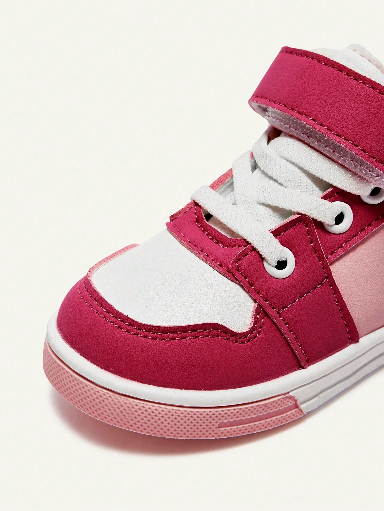 Pink Contrasting Color Girls High Top Velvet Baby Sneakers