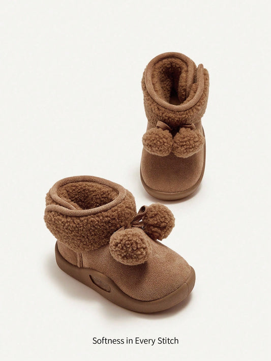 Fashion Versatile Plush Thickened Warm Cute Soft Baby Snow Boots
