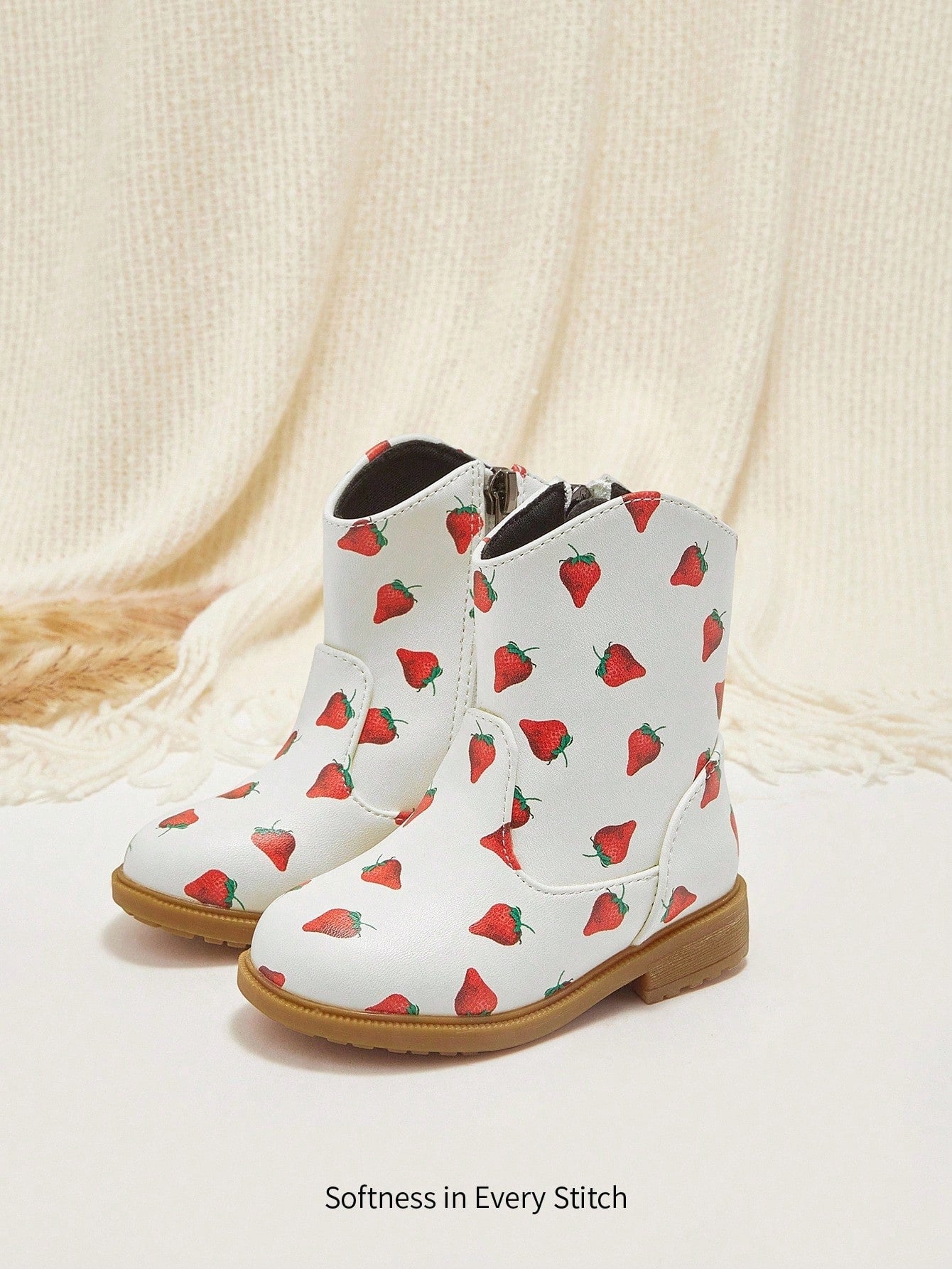 Fashion Versatile Cute Strawberry Comfortable Casual Flat Durable Infant Ankle Boots Multicolor