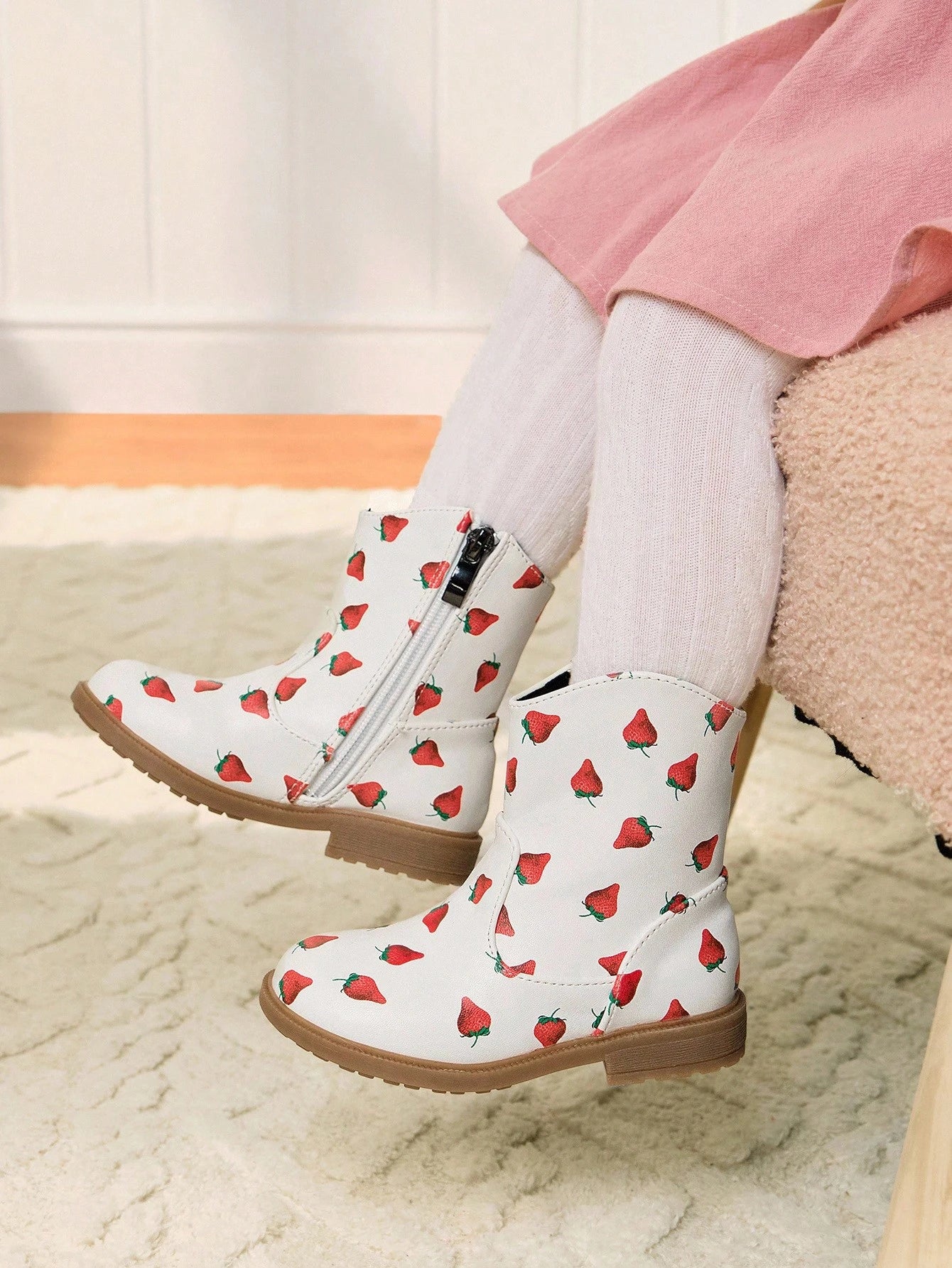 Fashion Versatile Cute Strawberry Comfortable Casual Flat Durable Infant Ankle Boots