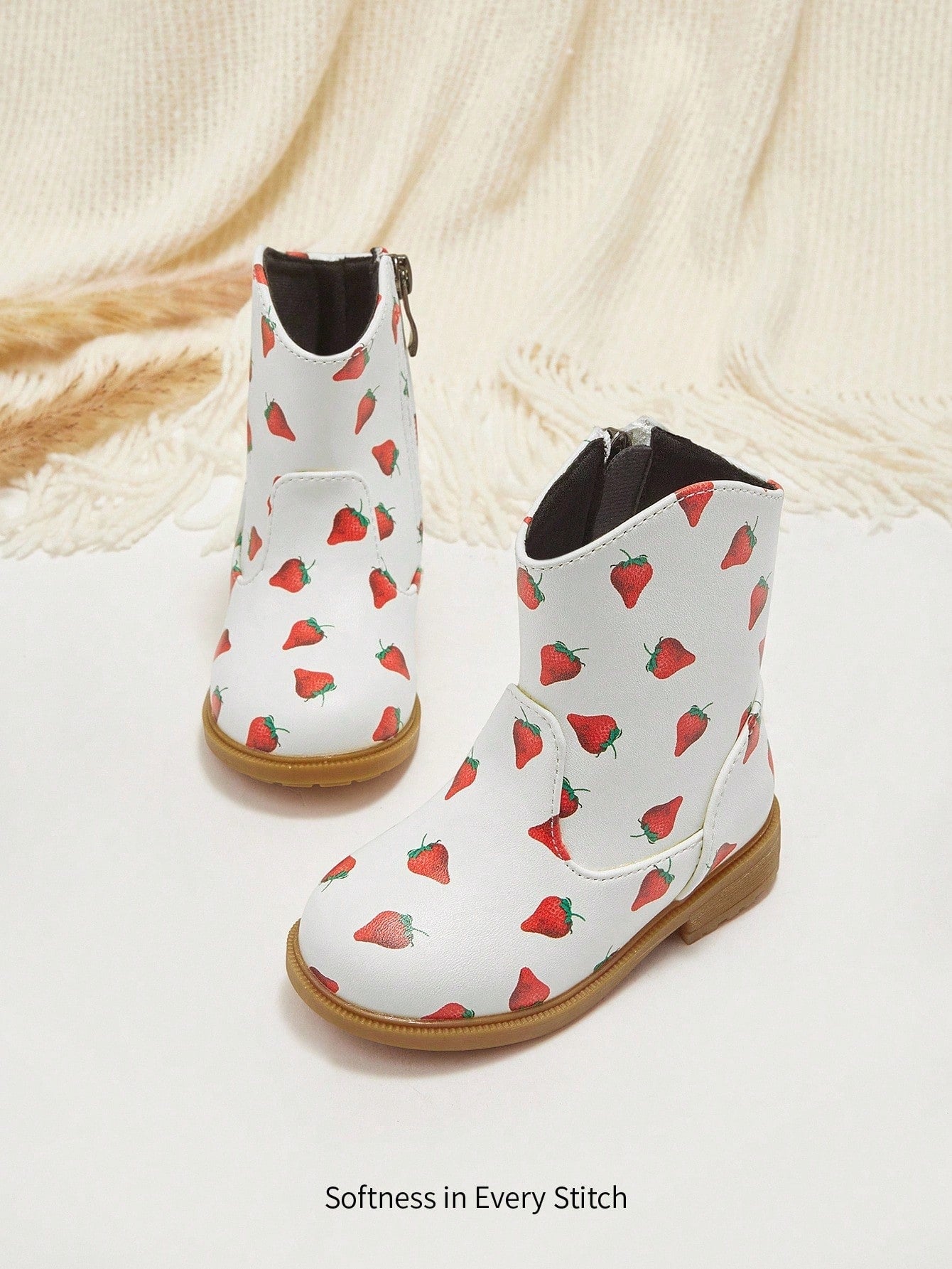 Fashion Versatile Cute Strawberry Comfortable Casual Flat Durable Infant Ankle Boots