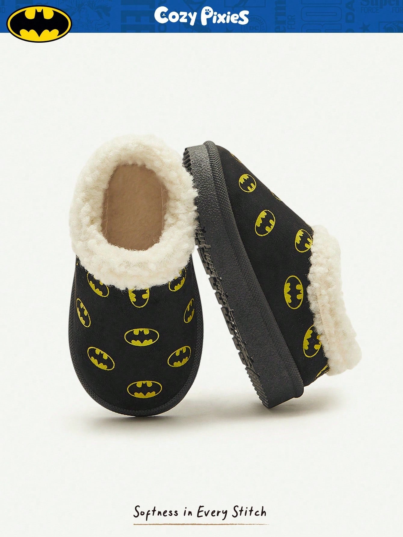 1 Pair Girl's Pink Cartoon Design Warm Thermal Lined Slip-On Casual Low-Top Slippers