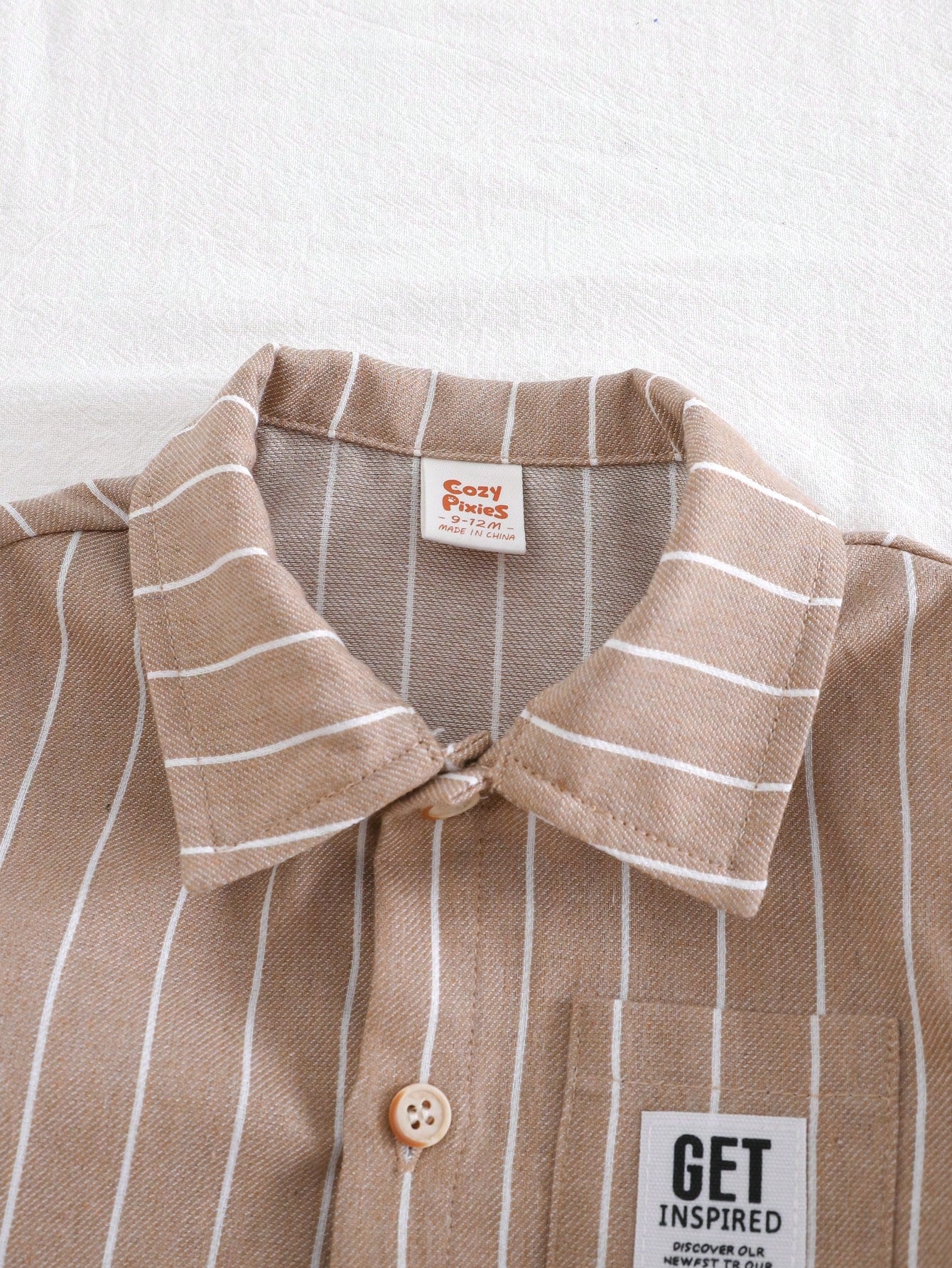 Striped Collar Cardigan, Solid Round Neck T-Shirt, Shorts