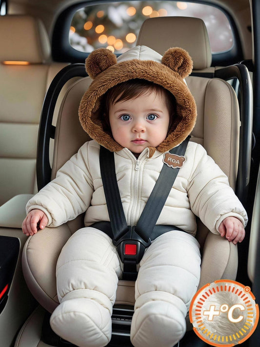 Baby Girl Quilted Padded Fleece-Lined Thickened One-Piece Jumpsuit Romper