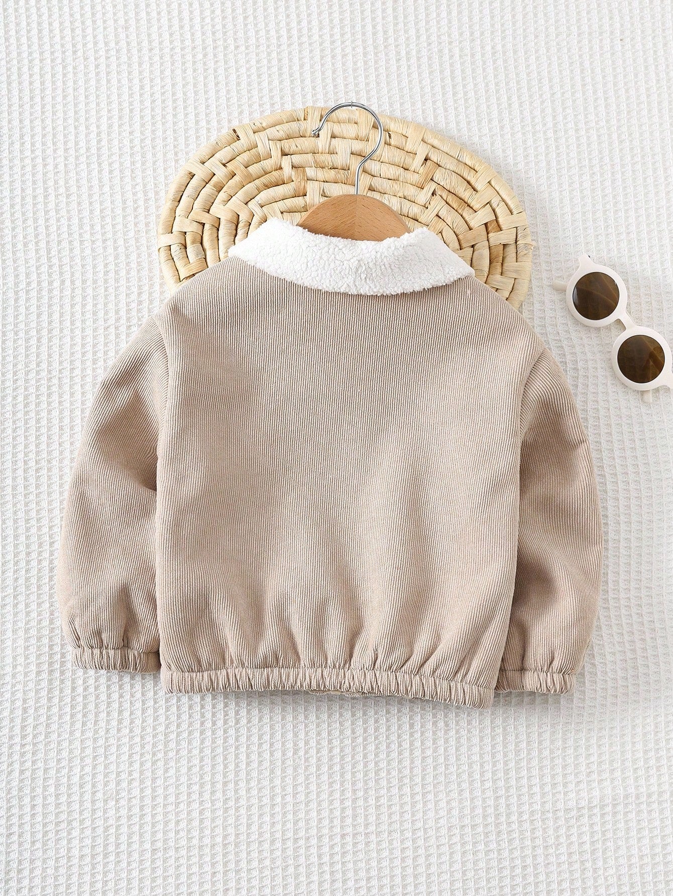 Baby Boy Cartoon Bear Thermal Lined Thick Collar Pocket Long Sleeve Jacket