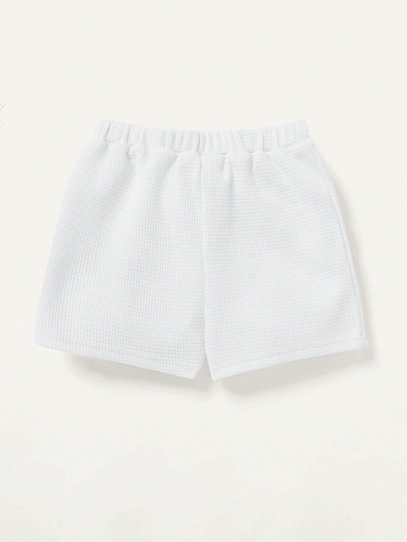 Baby Boy Coconut Tree Embroidery Contrast Collar Top Shorts Set