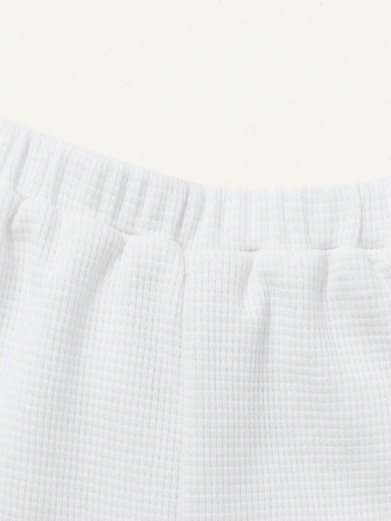 Baby Boy Coconut Tree Embroidery Contrast Collar Top Shorts Set