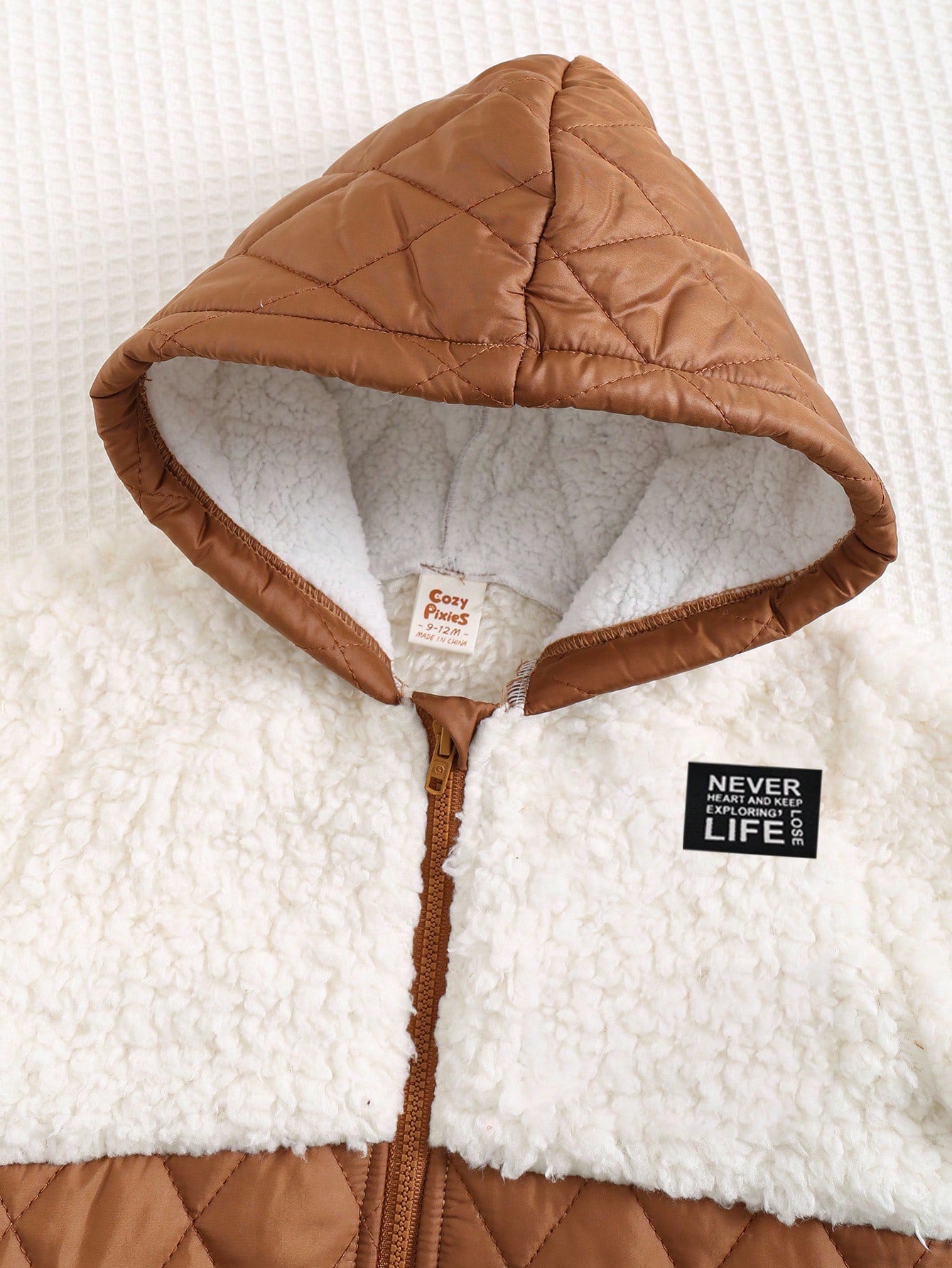 Cozy Pixies Baby Boy Contrast Color Hooded Thermal Lined Cardigan