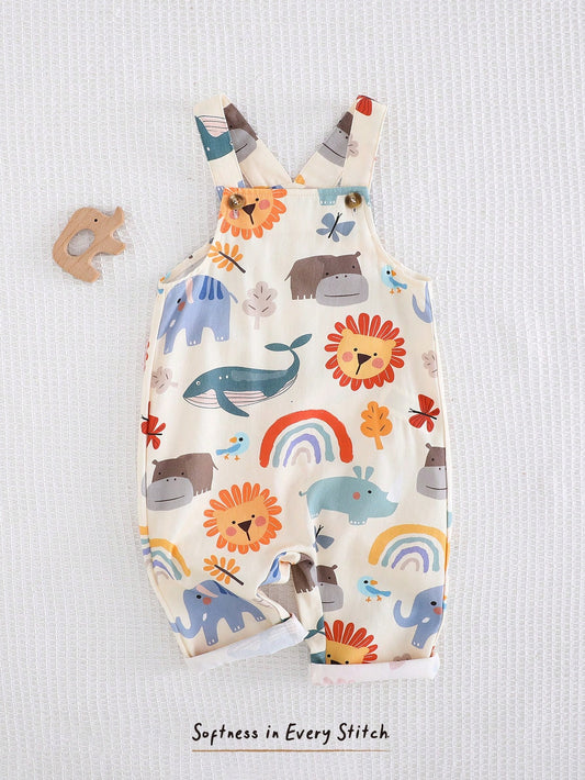 Baby Boy Floral Graphic Bib Jumpsuit And Pants Casual Versatile Set