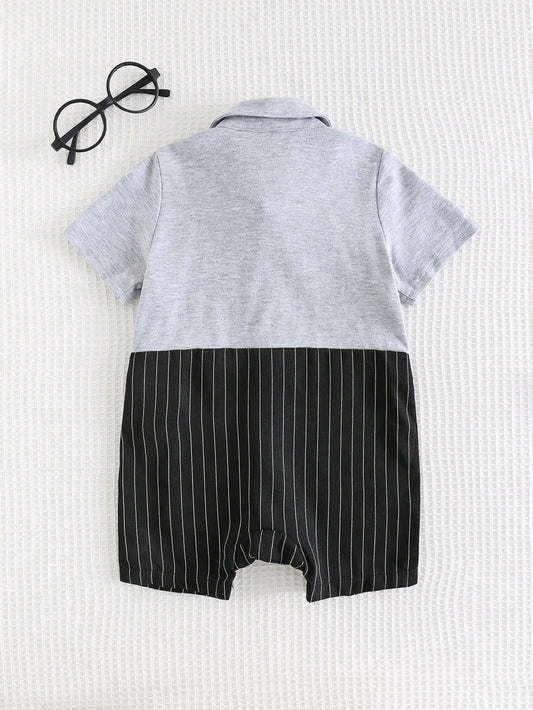 Cozy Pixies Baby Boy Knitted Soft Collared Short Sleeve Romper & Shorts Set