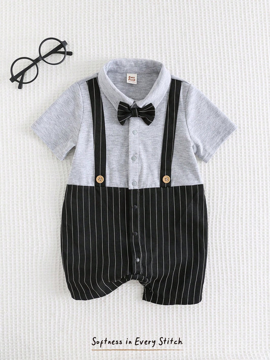 Cozy Pixies Baby Boy Knitted Soft Collared Short Sleeve Romper & Shorts Set