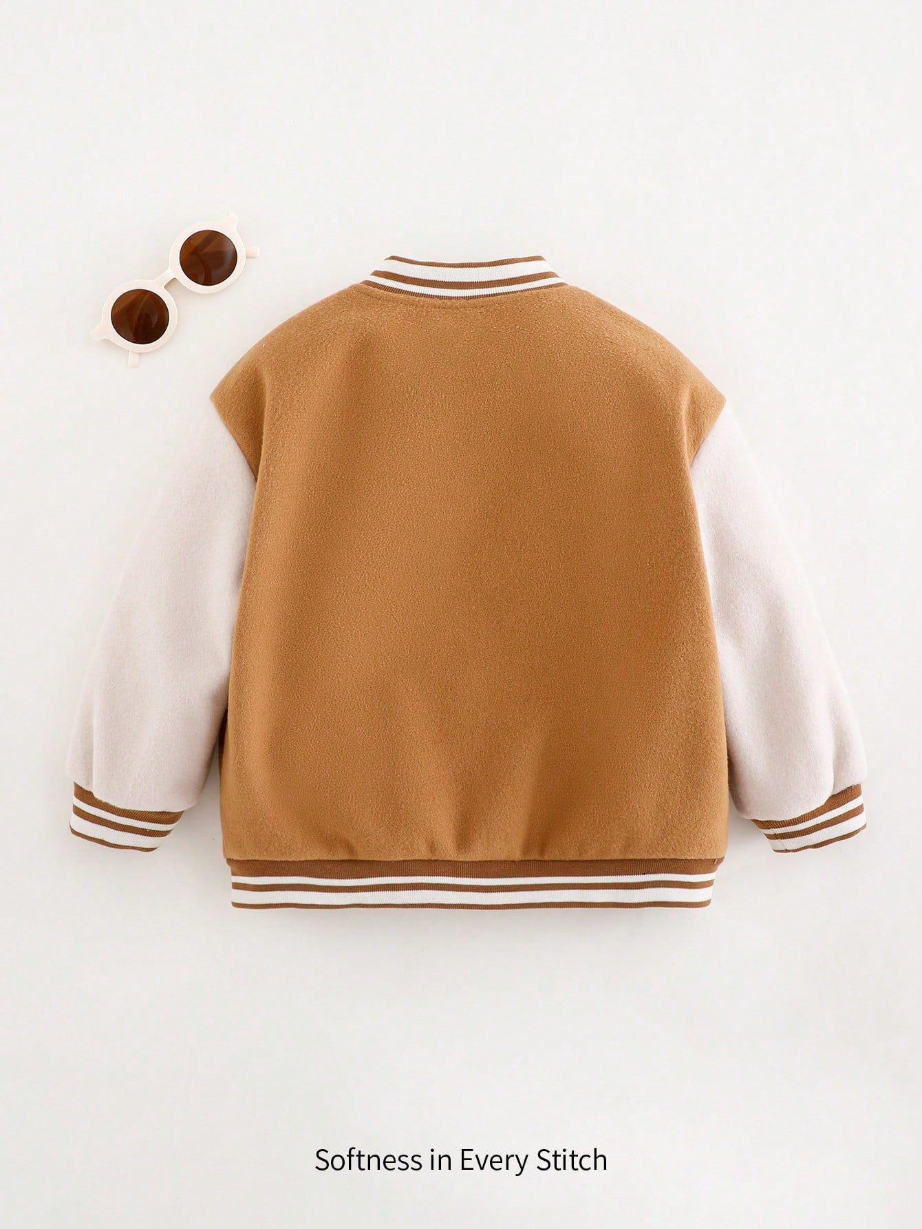 Cozy Pixies Baby Boy Letter Pattern Contrast Color Soft Knit Crew Neck Long Sleeve Jacket