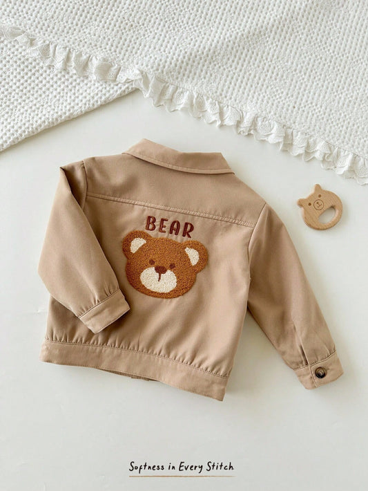 Baby Boy Letter Pattern Lapel Long Sleeve Cardigan