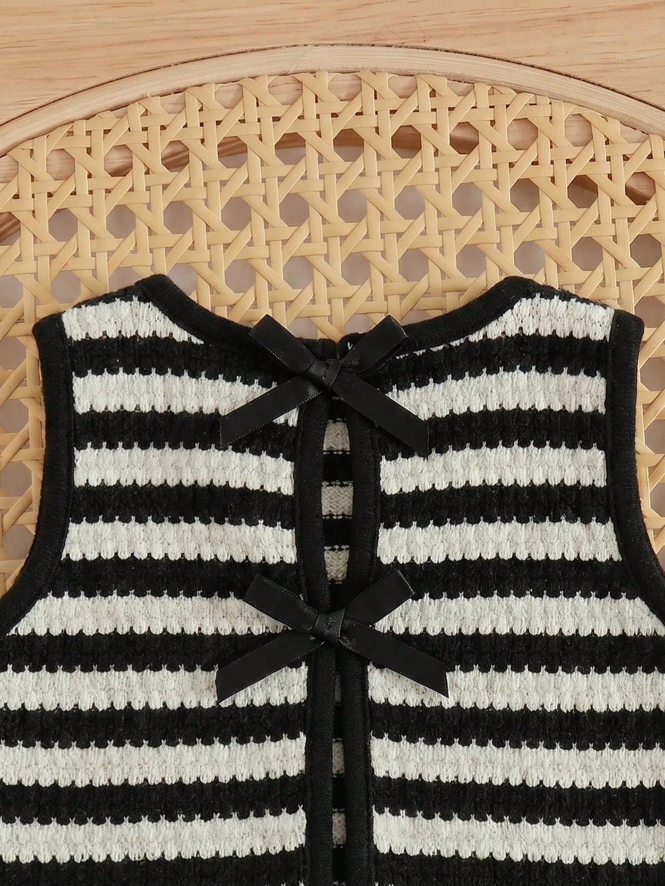 Cozy Pixies Baby Girl Decorative Bow Solid Color Round Neck Sleeveless Vest