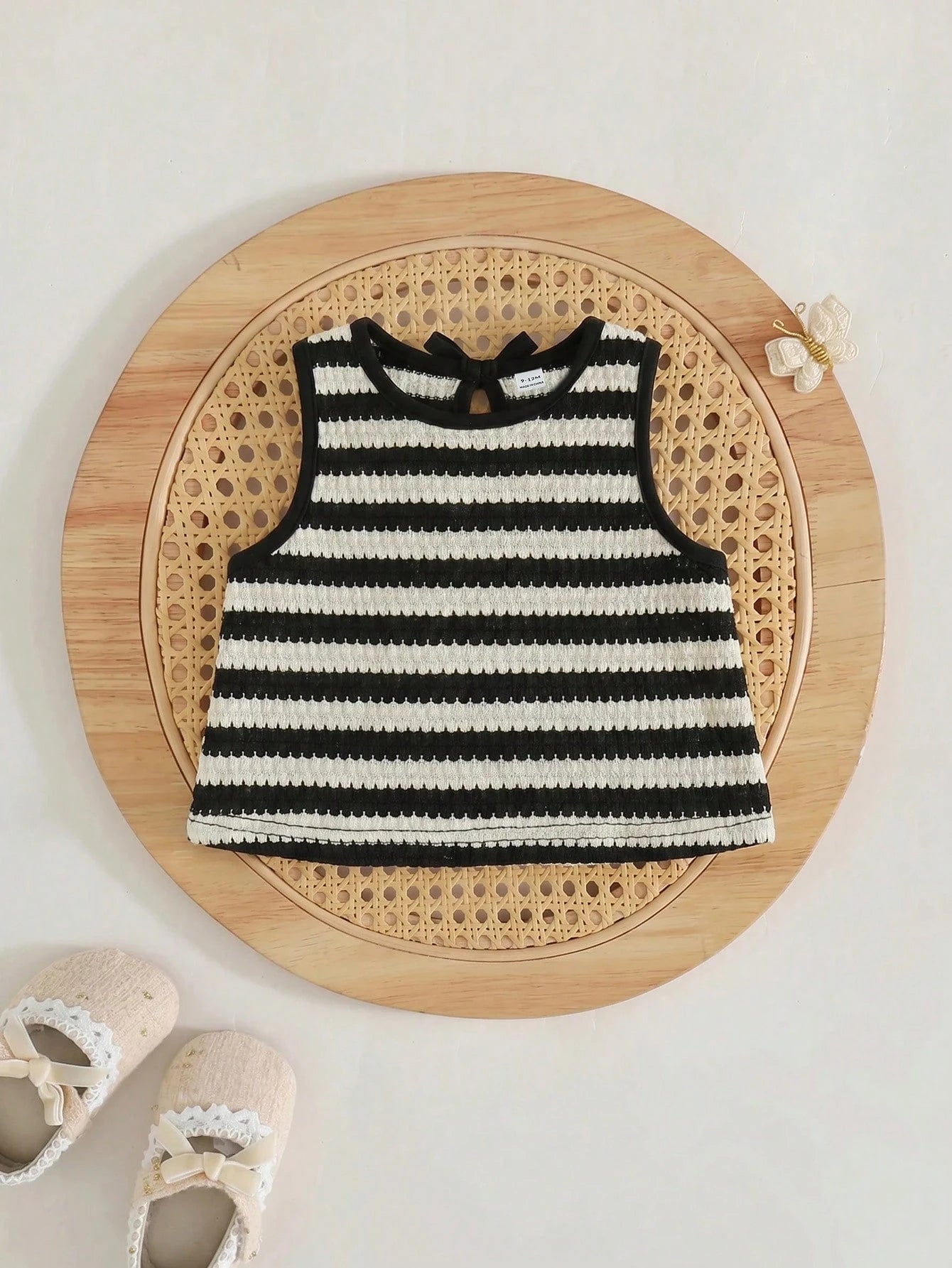 Cozy Pixies Baby Girl Decorative Bow Solid Color Round Neck Sleeveless Vest