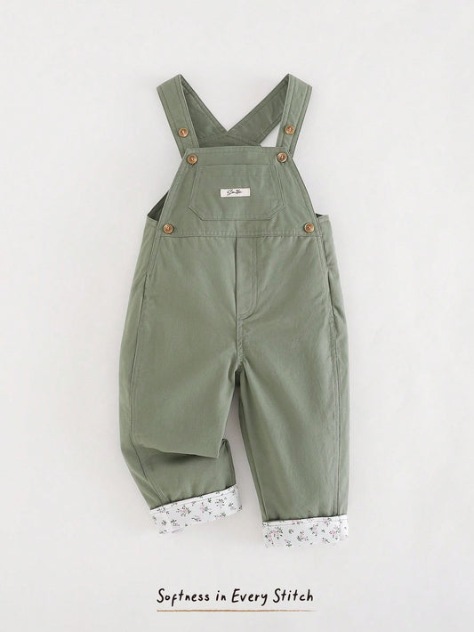 Baby Girl Letter Patched Detail Overall Jumpsuit