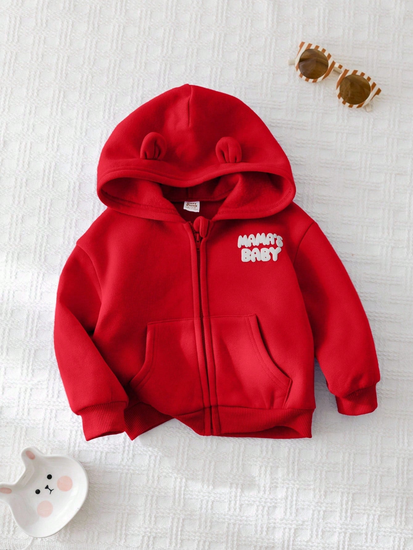Baby Girl Letter Print Casual Hooded Zip-Up Jacket