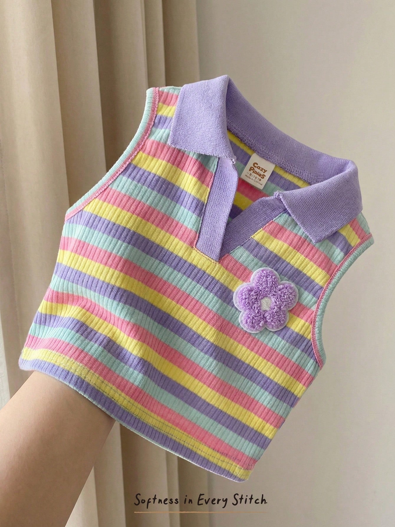 Baby Girl Heart-Shaped Floral Print Collar Shirt