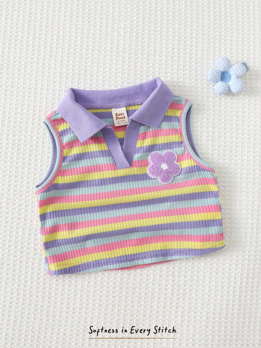 Baby Girl Heart-Shaped Floral Print Collar Shirt