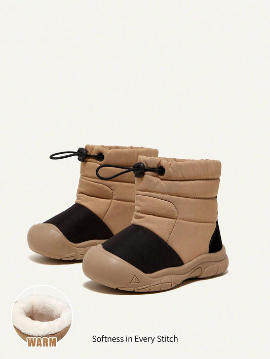 Cozy Pixies Boys' Khaki Fashionable Design Comfortable And Warm Snow Boots Khaki