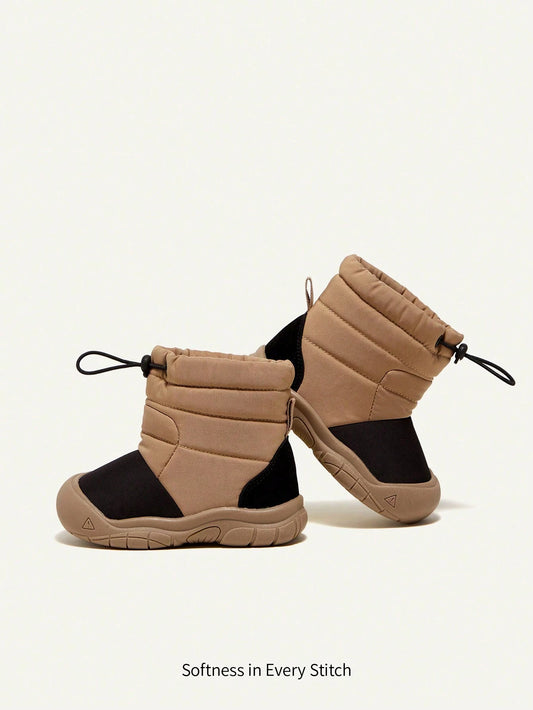 Cozy Pixies Boys' Khaki Fashionable Design Comfortable And Warm Snow Boots