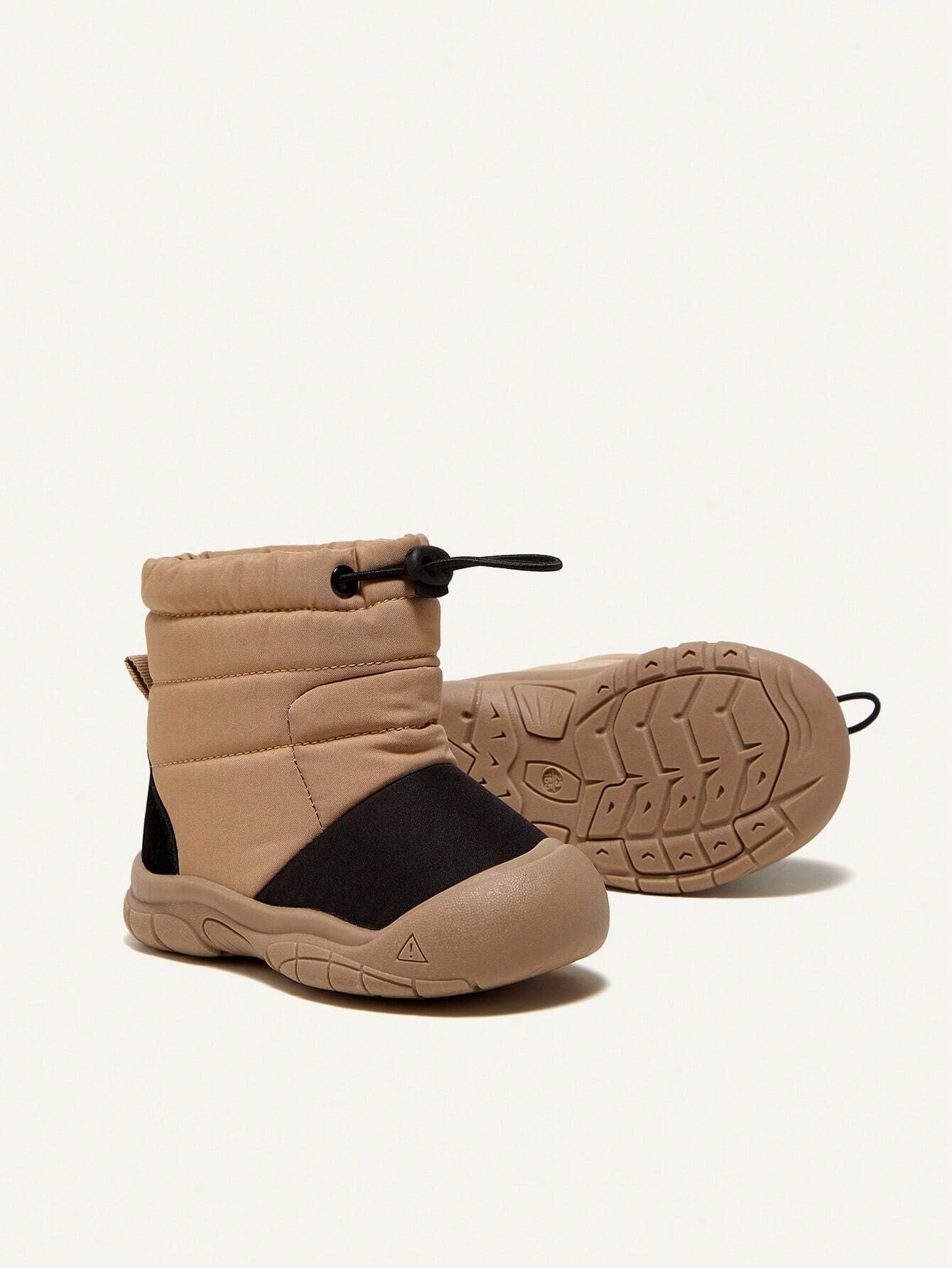 Cozy Pixies Boys' Khaki Fashionable Design Comfortable And Warm Snow Boots