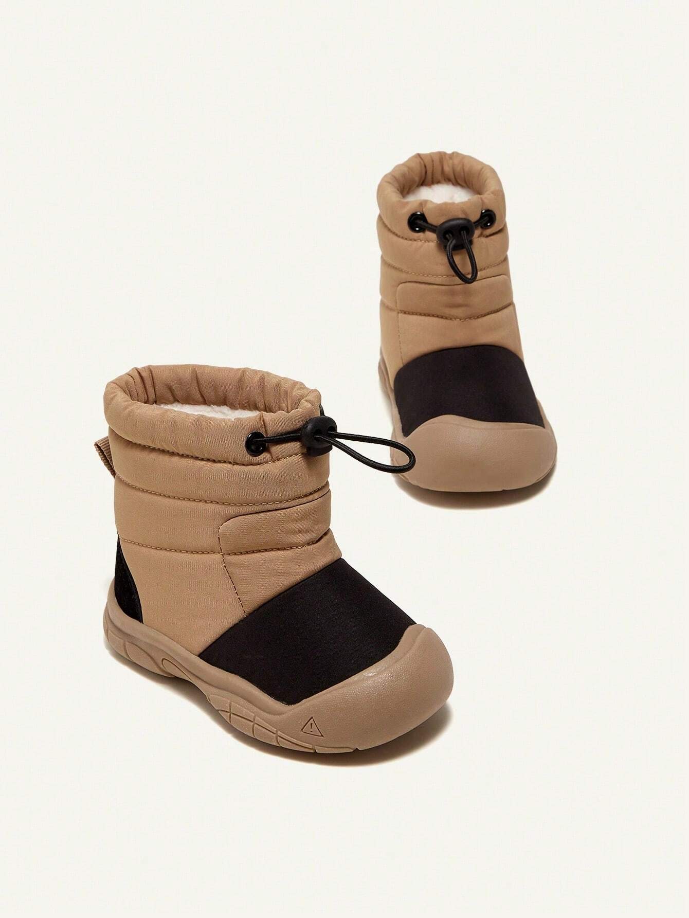 Cozy Pixies Boys' Khaki Fashionable Design Comfortable And Warm Snow Boots