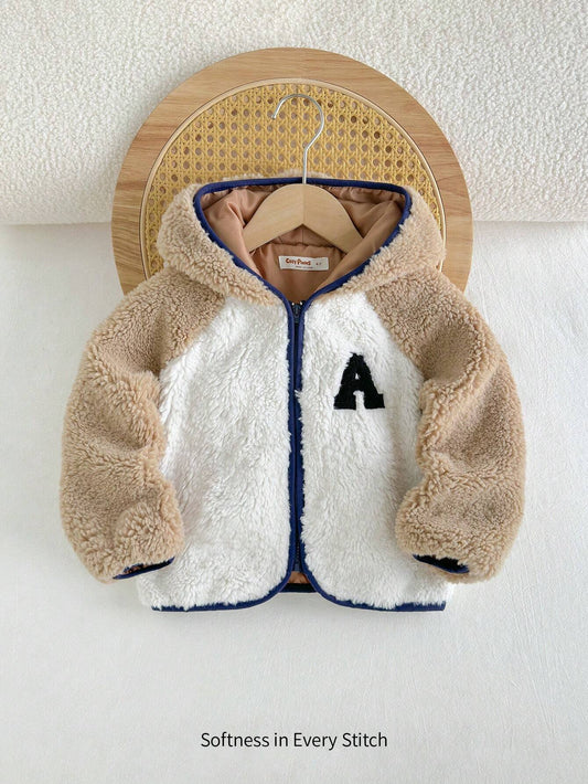Cozy Pixies Casual Contrast Color Wheat Embroidered Pullover Hooded Jacket Khaki
