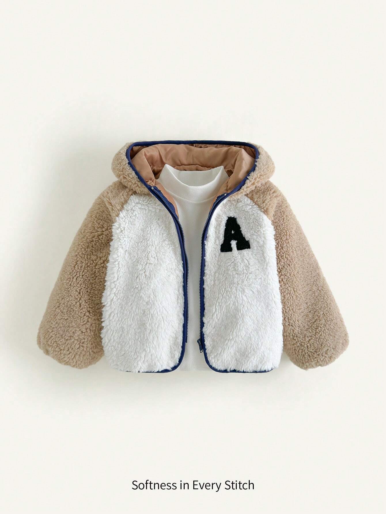 Cozy Pixies Casual Contrast Color Wheat Embroidered Pullover Hooded Jacket