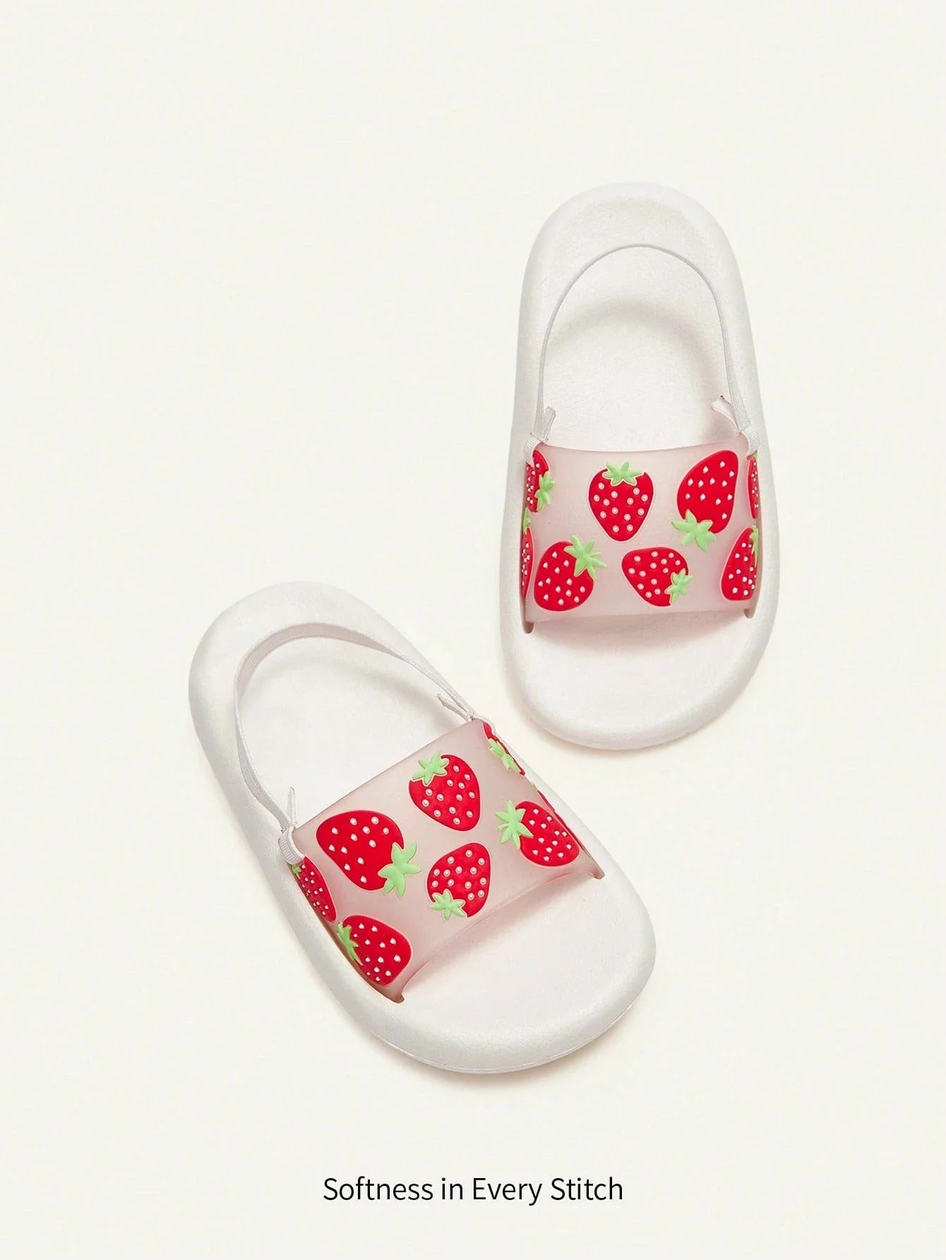 Casual Basic Strawberry Pattern Design Girls Flat Baby Slippers