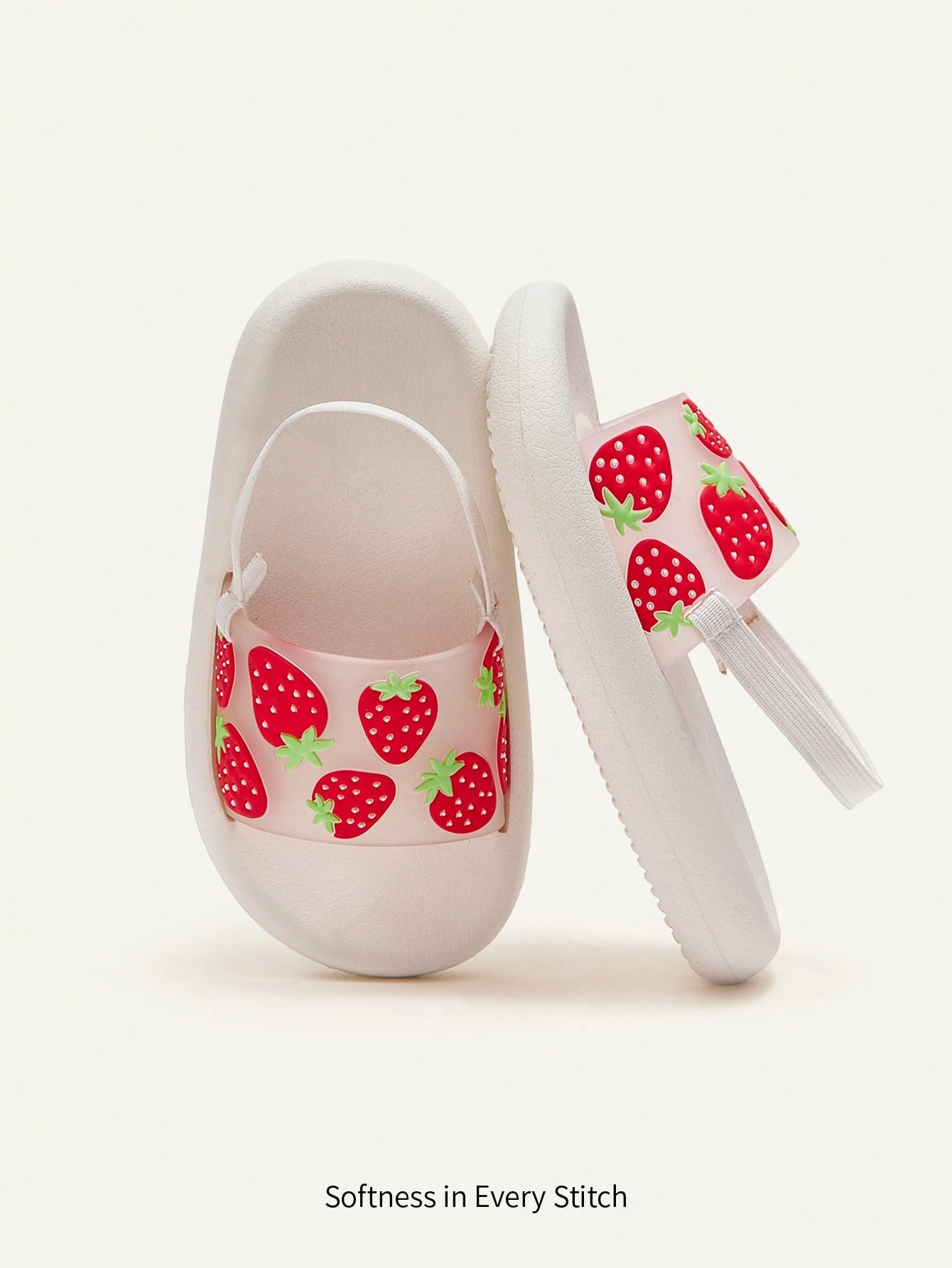 Casual Basic Strawberry Pattern Design Girls Flat Baby Slippers