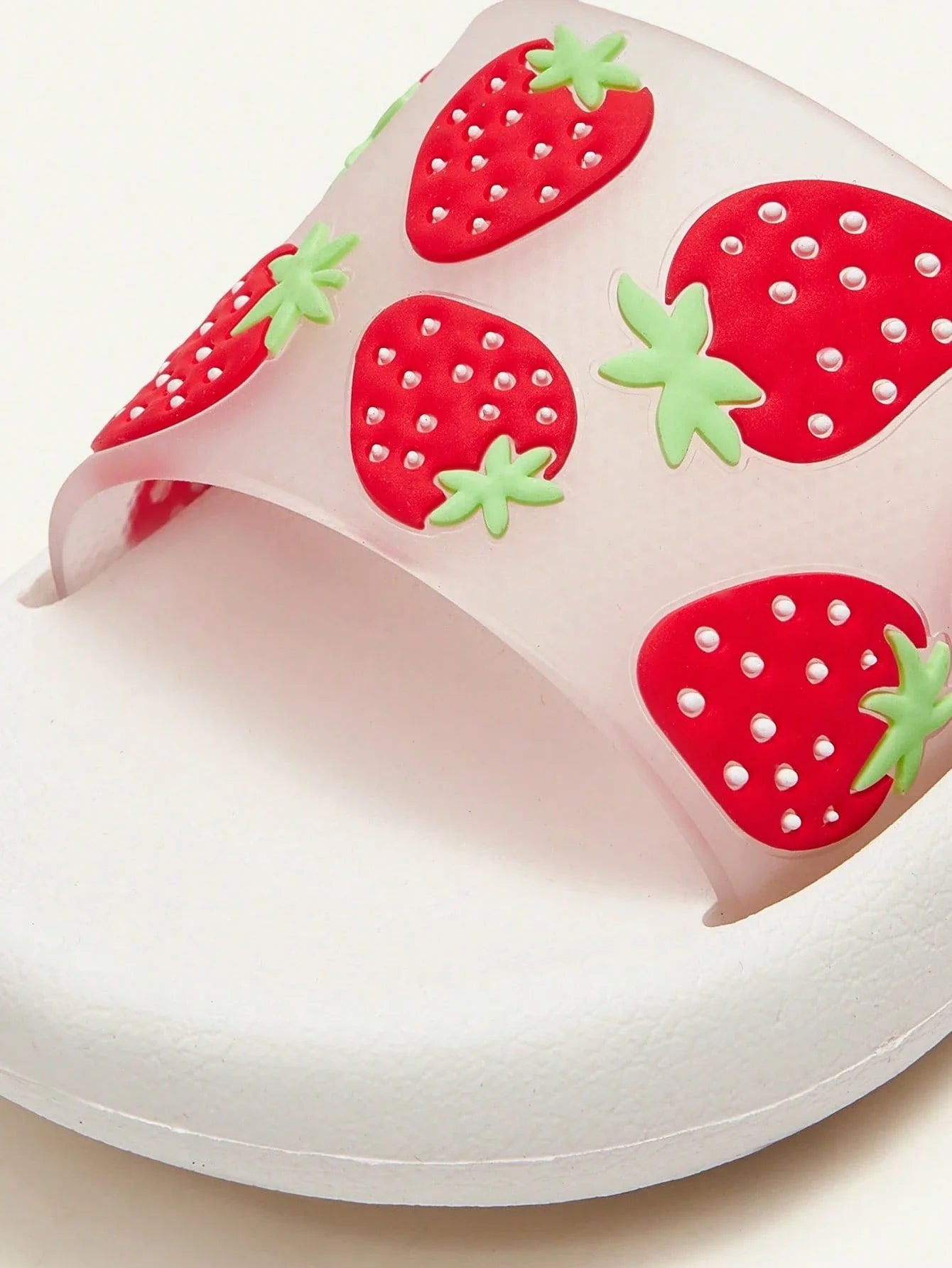 Casual Basic Strawberry Pattern Design Girls Flat Baby Slippers
