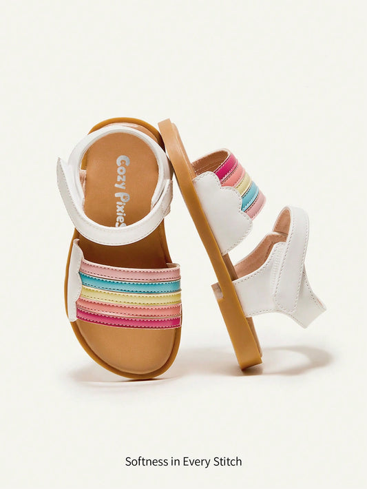 Rainbow Color Comfortable Flat Sandals For Baby Girls
