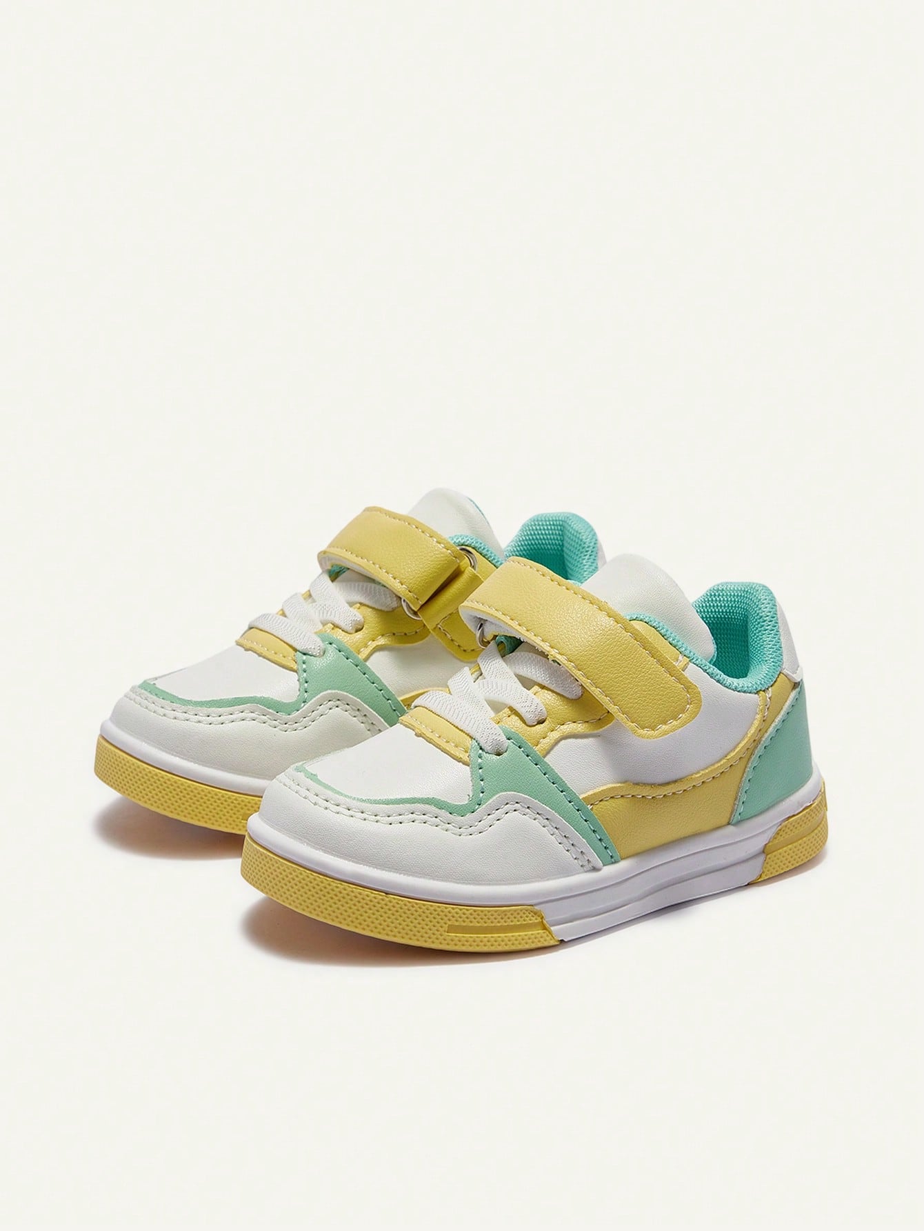 Contrast Color Yellow Green Soft Bottom Flat Bottom Baby Sneakers