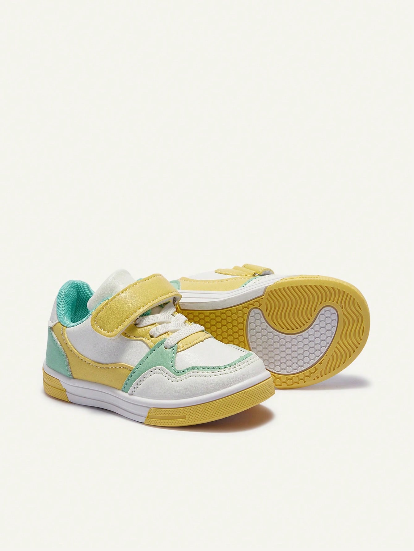 Contrast Color Yellow Green Soft Bottom Flat Bottom Baby Sneakers
