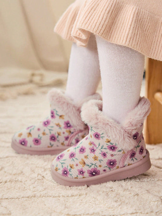Flower Fashion Design Velvet Warm Winter Shoes