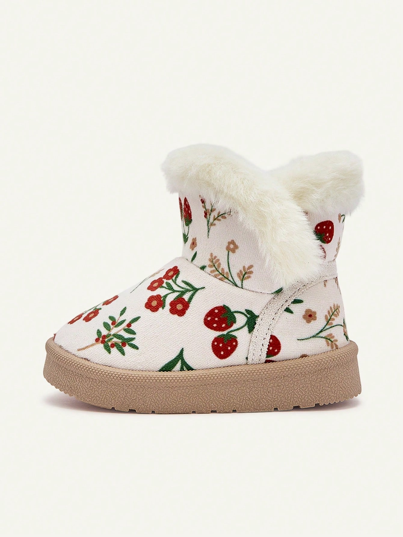 Little Flower Strawberry Cartoon Pattern Fluff Fashion Warm Comfortable Casual Snow Boots