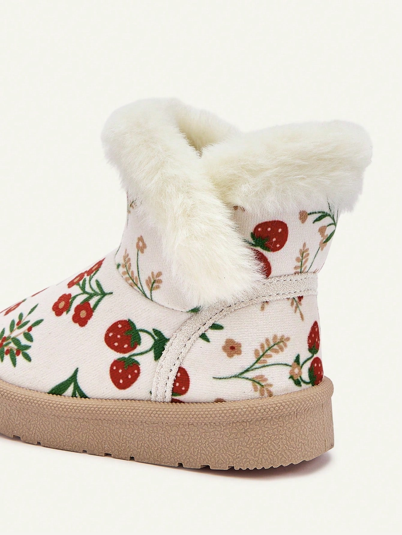 Little Flower Strawberry Cartoon Pattern Fluff Fashion Warm Comfortable Casual Snow Boots