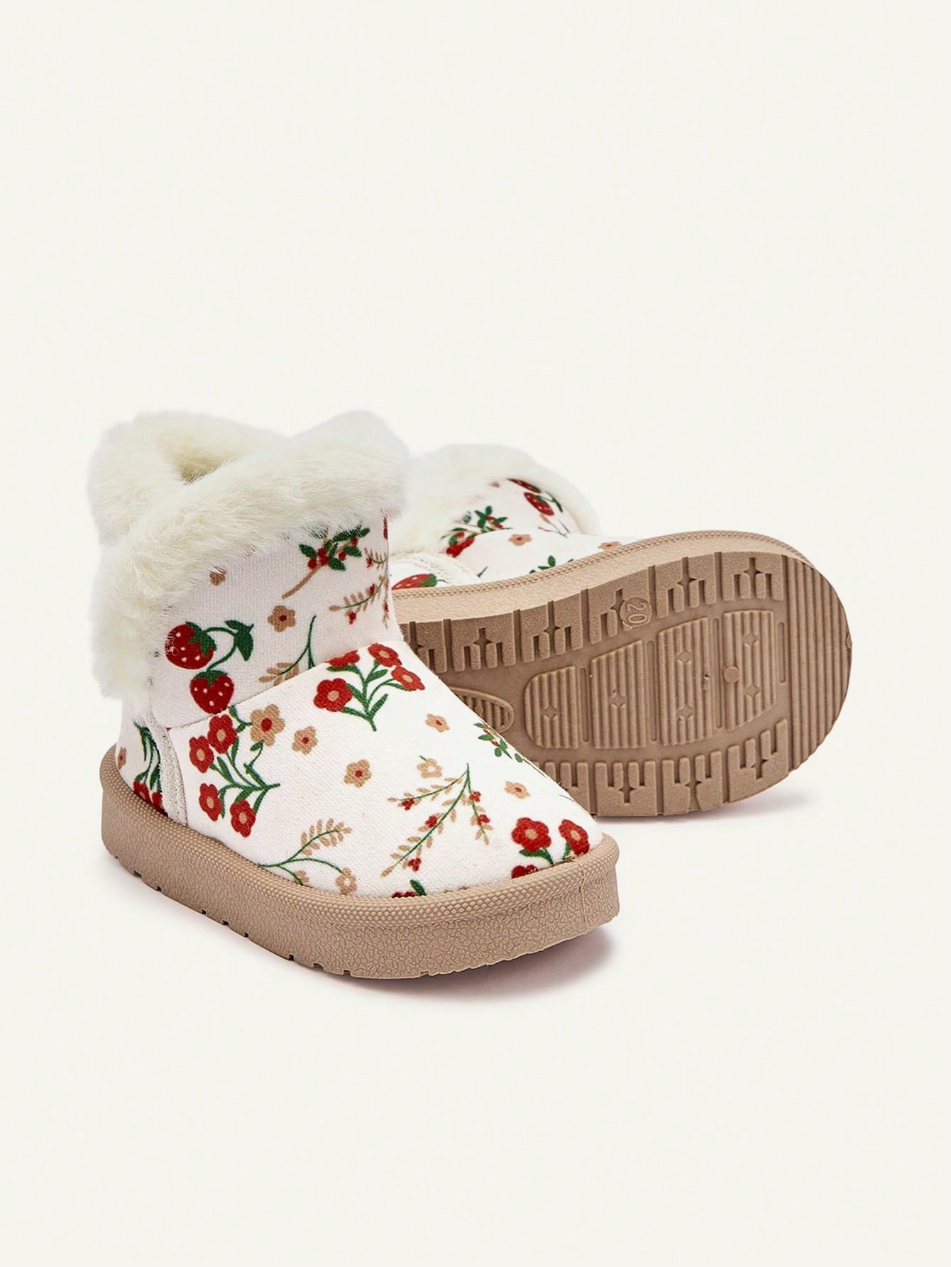 Little Flower Strawberry Cartoon Pattern Fluff Fashion Warm Comfortable Casual Snow Boots