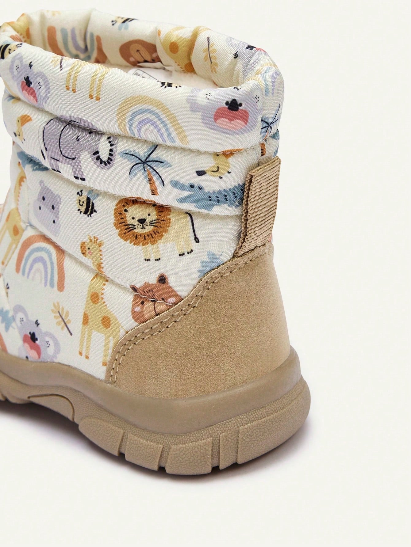 Animal Bear Giraffe Plush Lined Drawstring Warm Easy On Off Casual Snow Boots