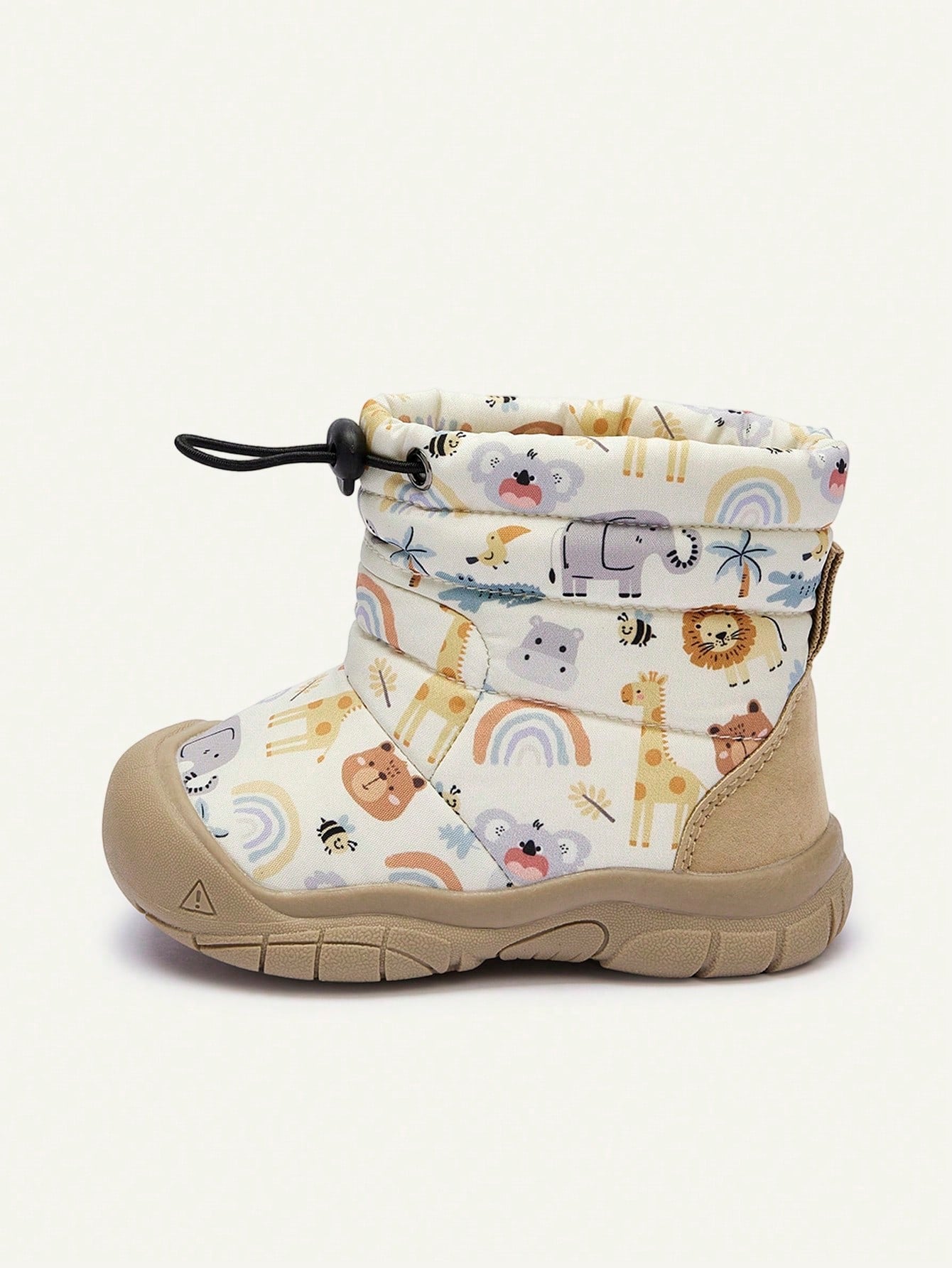 Animal Bear Giraffe Plush Lined Drawstring Warm Easy On Off Casual Snow Boots